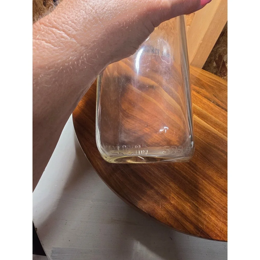 Vintage Clear Glass Milk Bottle Embossed Sealed LG 535-39 Farmhouse Decor